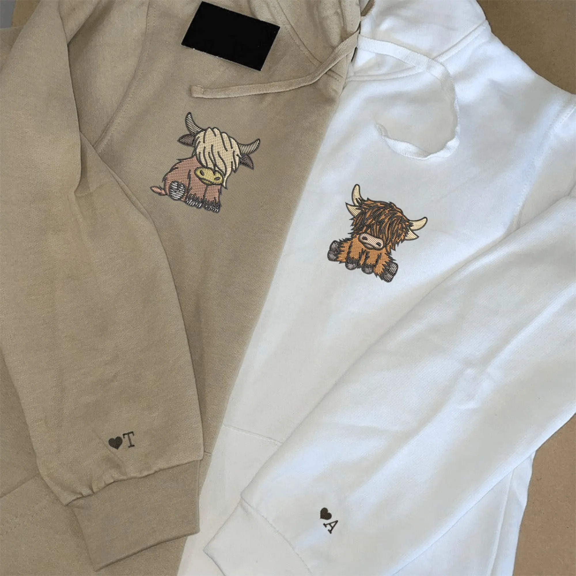 Adorable Highland Cow Couple Hoodies – Matching Custom Hoodies for Partners
