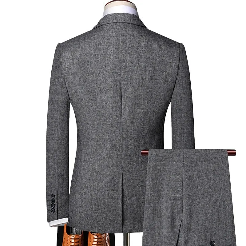 Angelo Ricci™ Gentleman Classic Plaid Formal Business Slim 3-Piece Suit