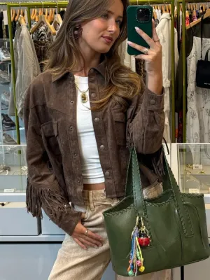 Back To School Joskaa Vintage Tassel Single Breasted Women's Jacket Casual Long Sleeved Flip Pockets Outerwear Solid Color Chic Autumn Street Coats