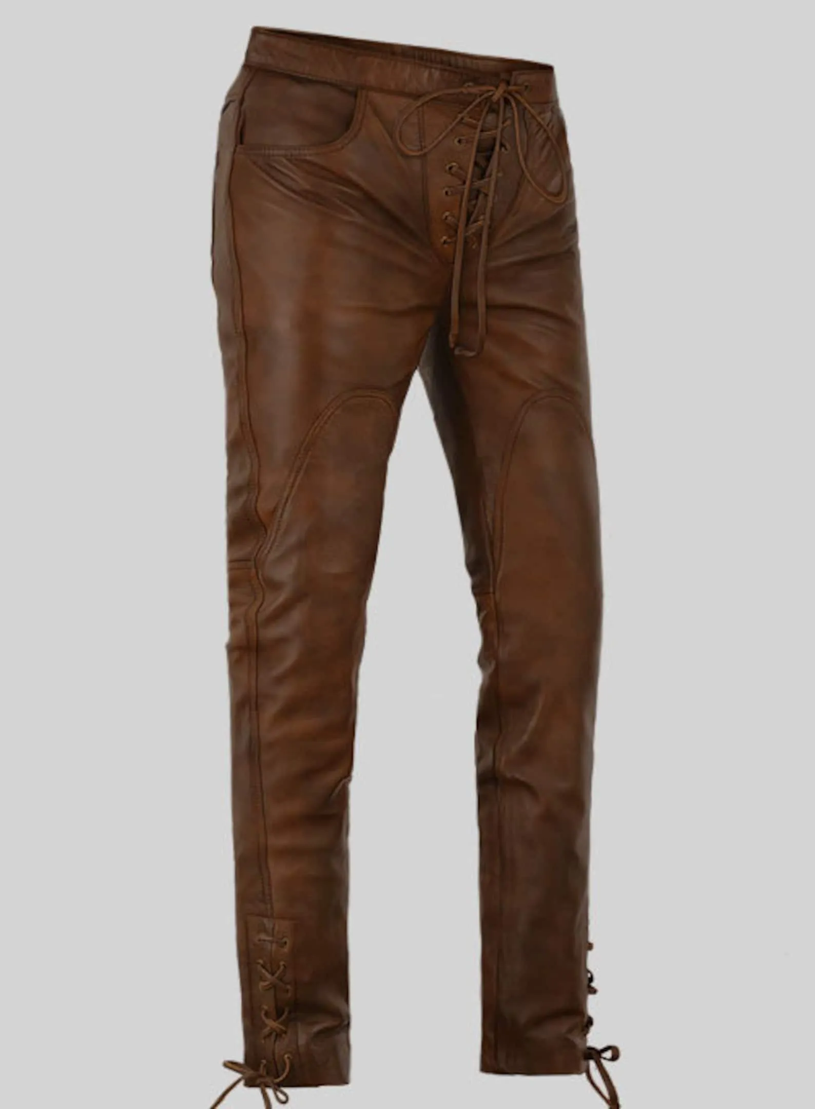 brown genuine leather pants for ladies