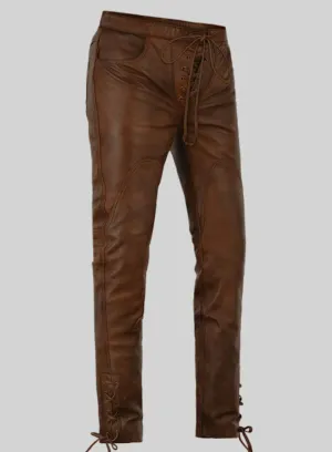 brown genuine leather pants for ladies