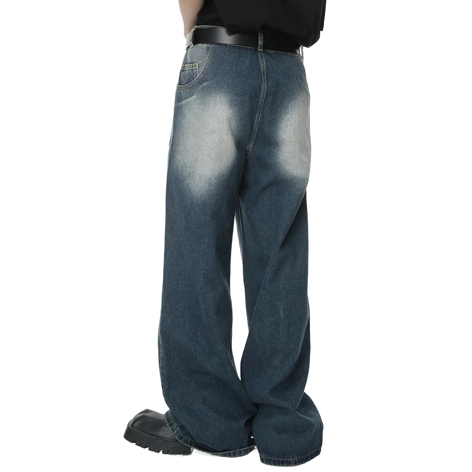 'Drift' Reverse Pocket Faded Blue Denim Jeans