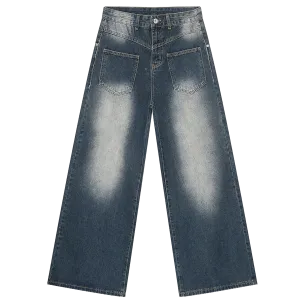 'Drift' Reverse Pocket Faded Blue Denim Jeans