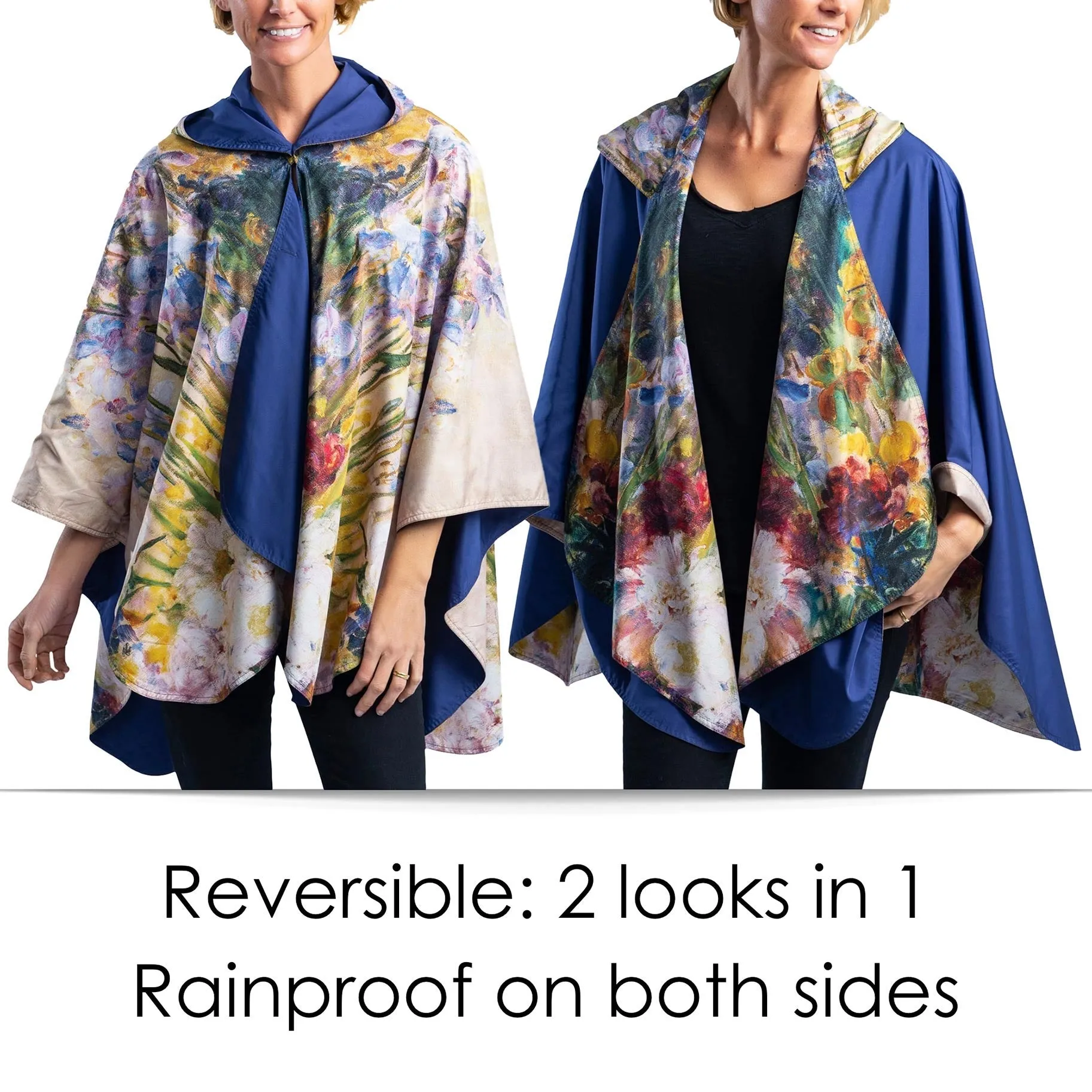 Fine Art RainCaper - Tiffany Peonies & Iris Travel Cape