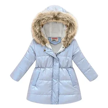 Girls Princess Waterproof Shiny Hooded Jacket