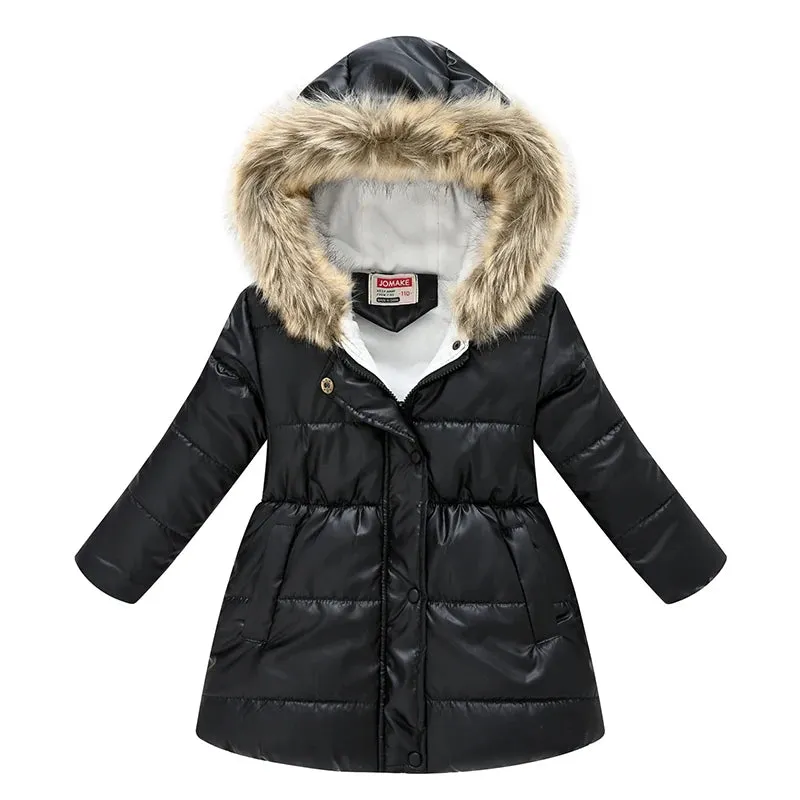 Girls Princess Waterproof Shiny Hooded Jacket