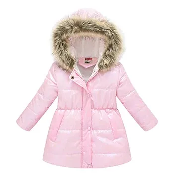 Girls Princess Waterproof Shiny Hooded Jacket