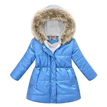 Girls Princess Waterproof Shiny Hooded Jacket