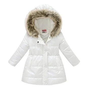 Girls Princess Waterproof Shiny Hooded Jacket