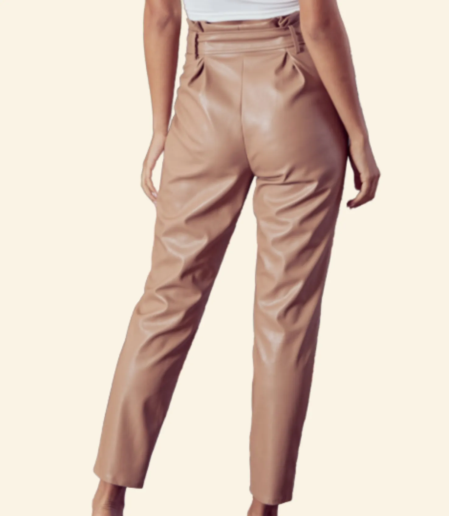 Gloria High Waist Front Tie Leather Trouser