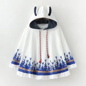 Harajuku Bunny Hooded Cloak Coat - Cute and Cozy Outerwear