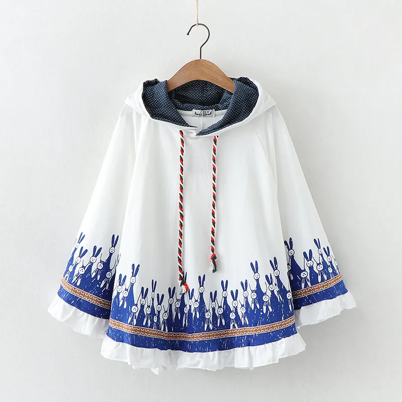 Harajuku Bunny Hooded Cloak Coat - Cute and Cozy Outerwear