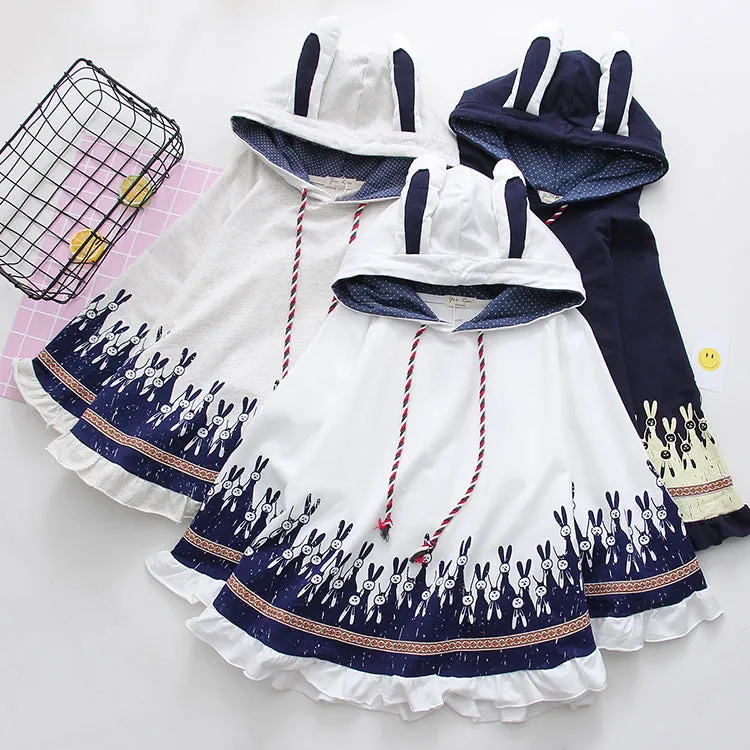 Harajuku Bunny Hooded Cloak Coat - Cute and Cozy Outerwear