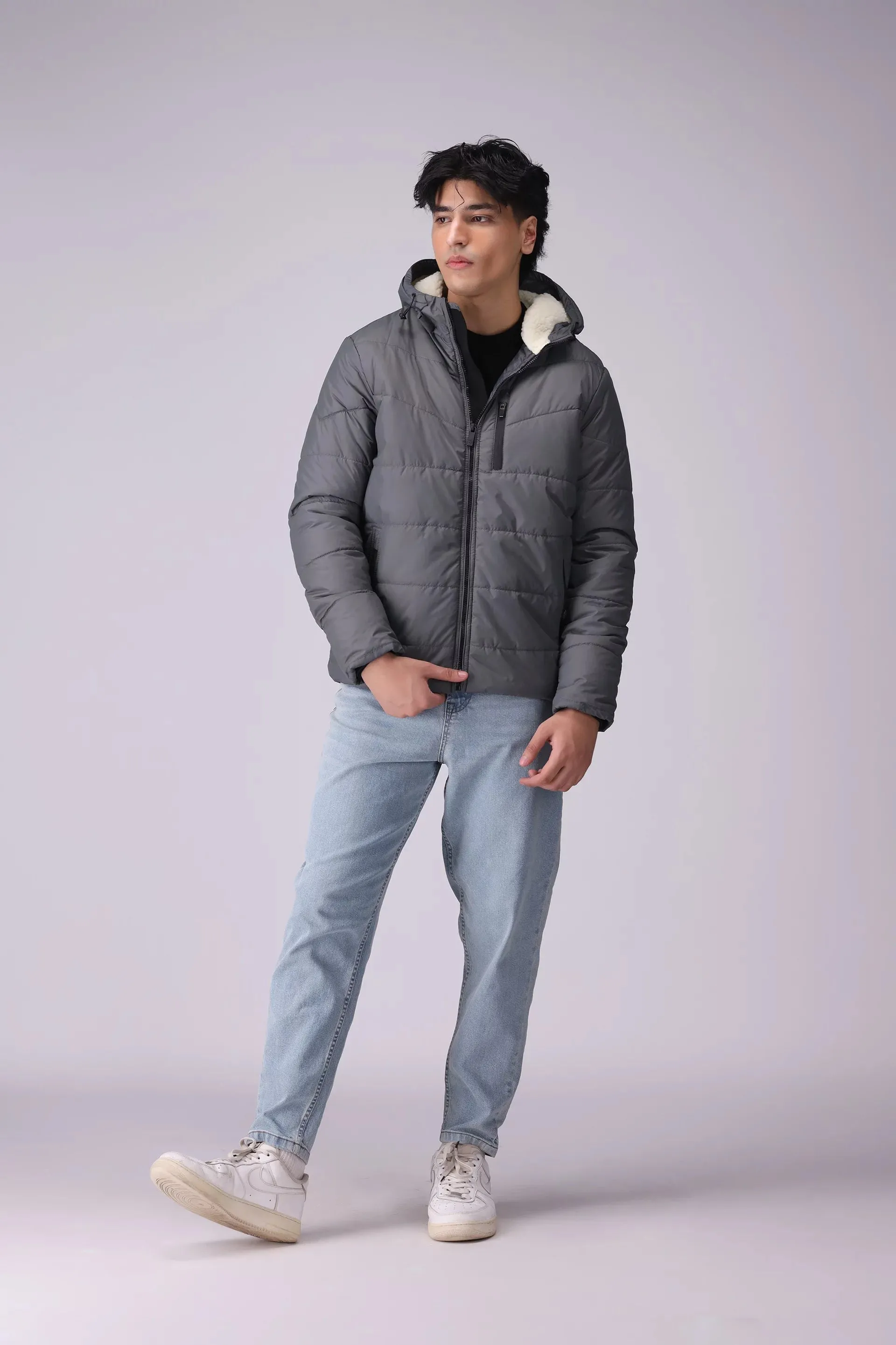 Jacket With Fleece-Lined Hood