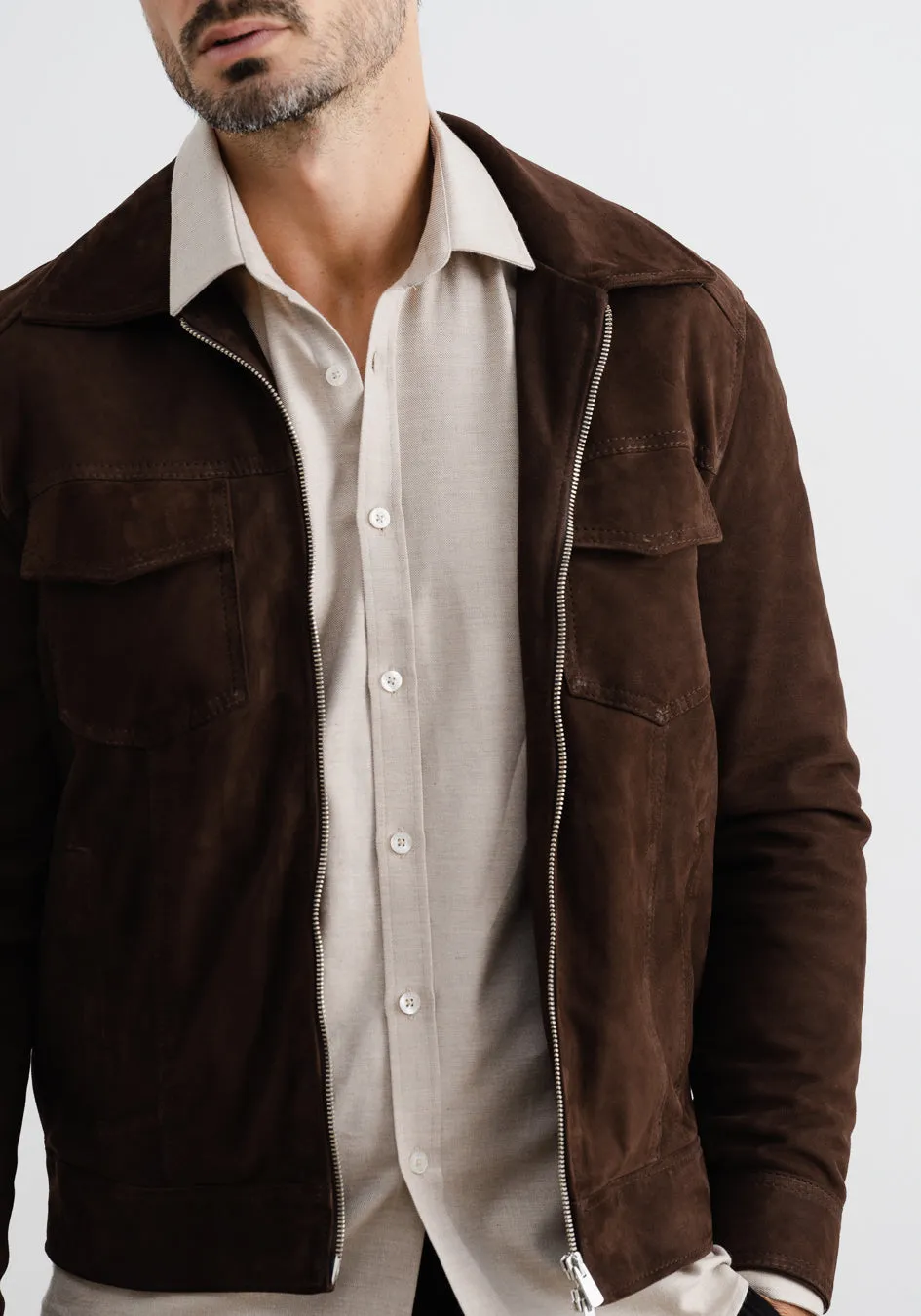 Lazio Suede Jacket Dark Brown