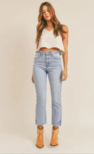 Light Denim Super High Rise Distressed