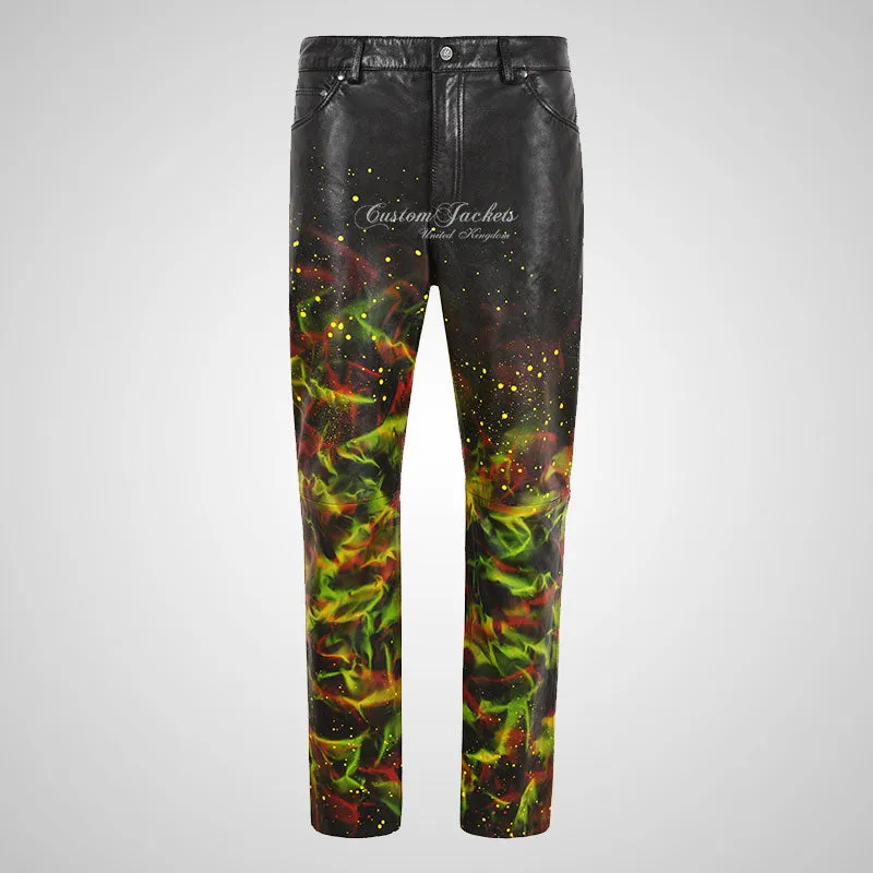 Mens 501 Hipster Waxed Leather Jeans Leather Pants Soft Leather