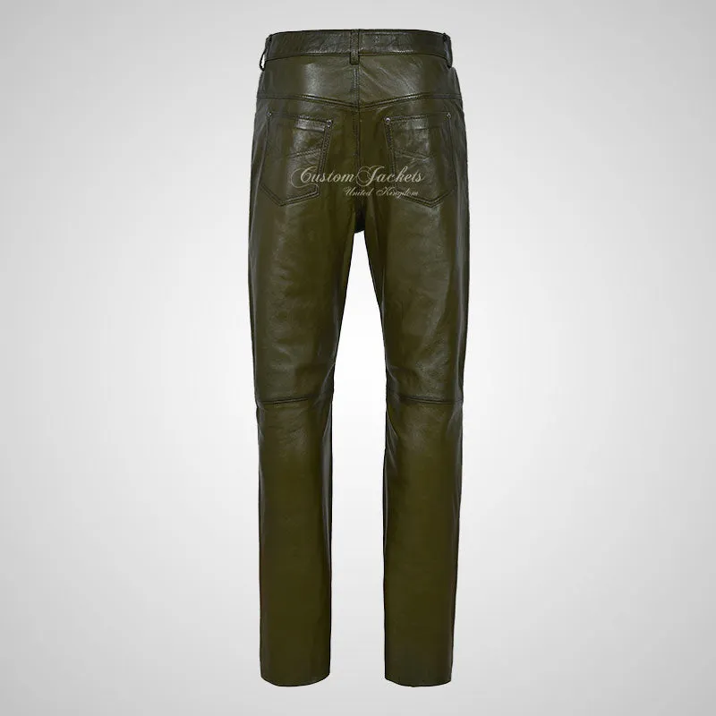 Mens 501 Leather Jeans Leather Pants Soft Leather