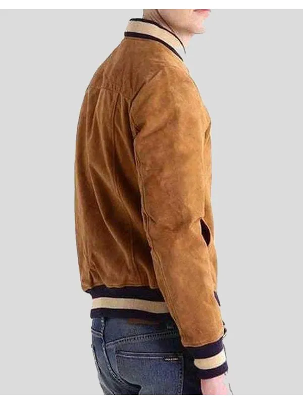 MEN’S BROWN SUEDE BOMBER JACKET
