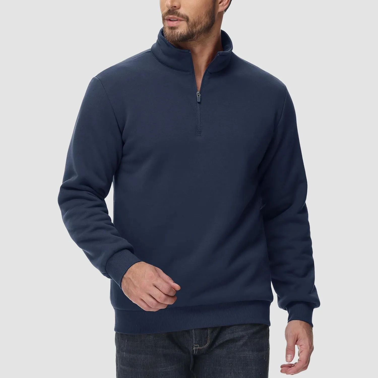 Men's Sherpa Lined Quarter Zip Fleece Pullover | Heavyweight Winter Sweatshirt