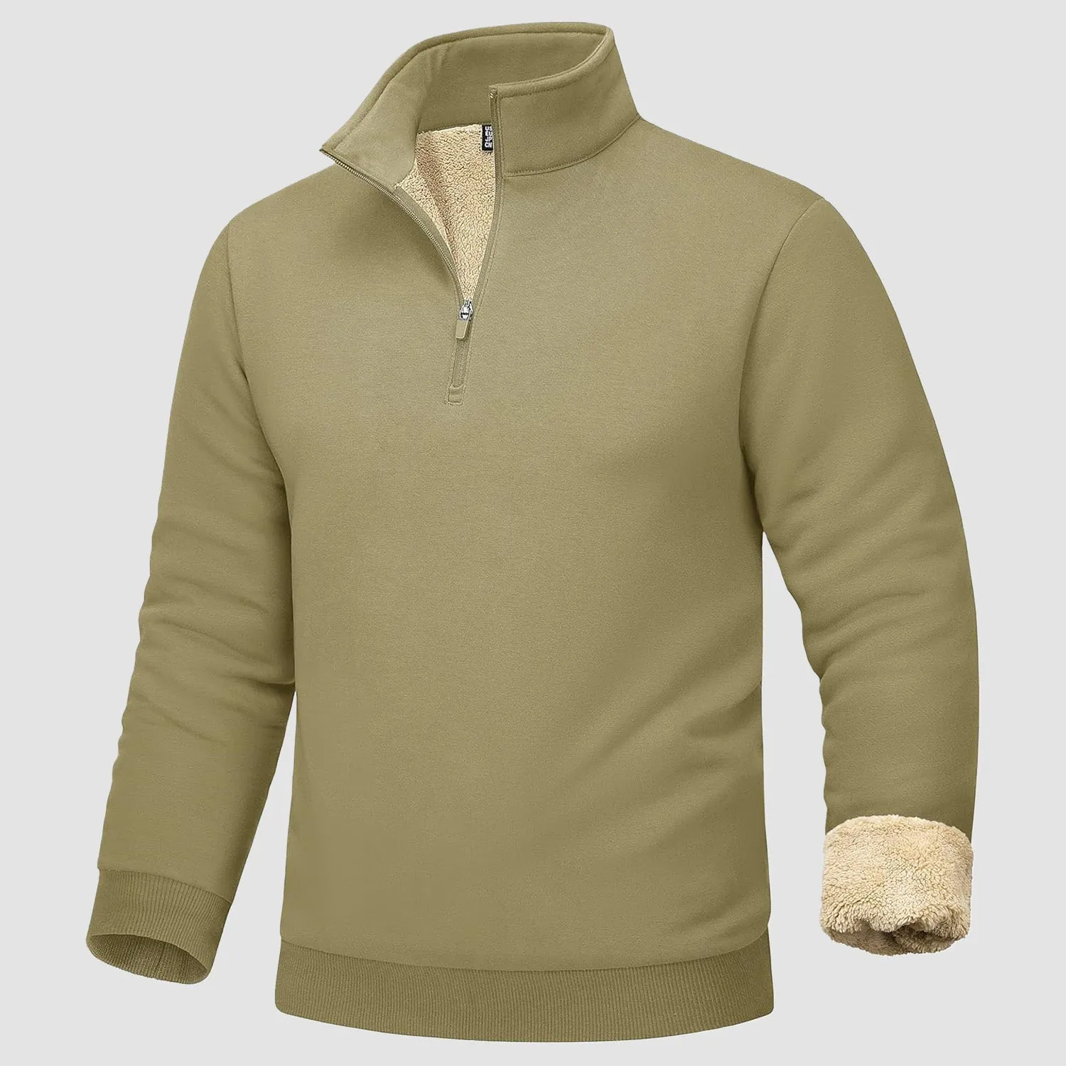Men's Sherpa Lined Quarter Zip Fleece Pullover | Heavyweight Winter Sweatshirt