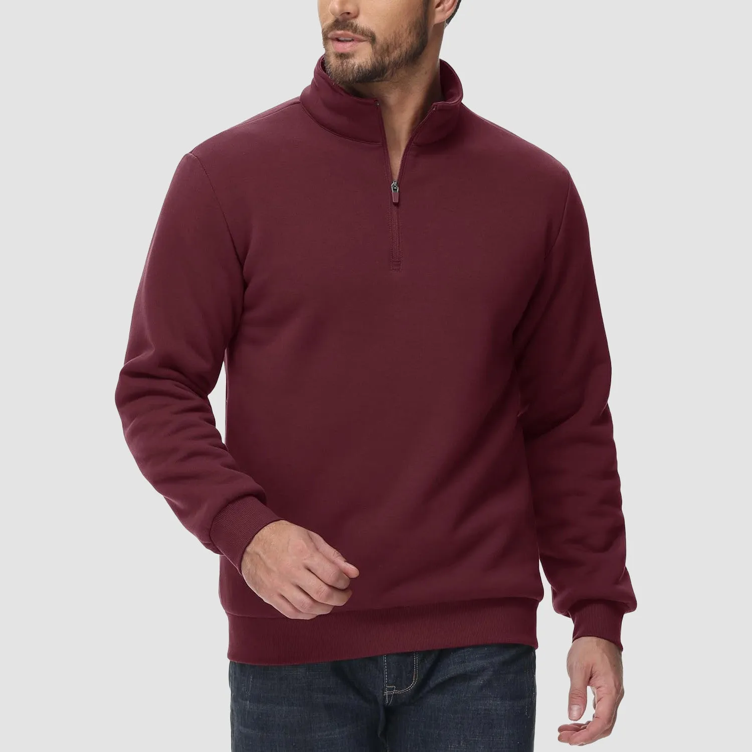 Men's Sherpa Lined Quarter Zip Fleece Pullover | Heavyweight Winter Sweatshirt