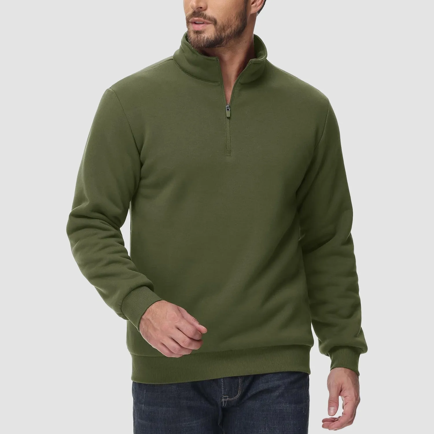 Men's Sherpa Lined Quarter Zip Fleece Pullover | Heavyweight Winter Sweatshirt