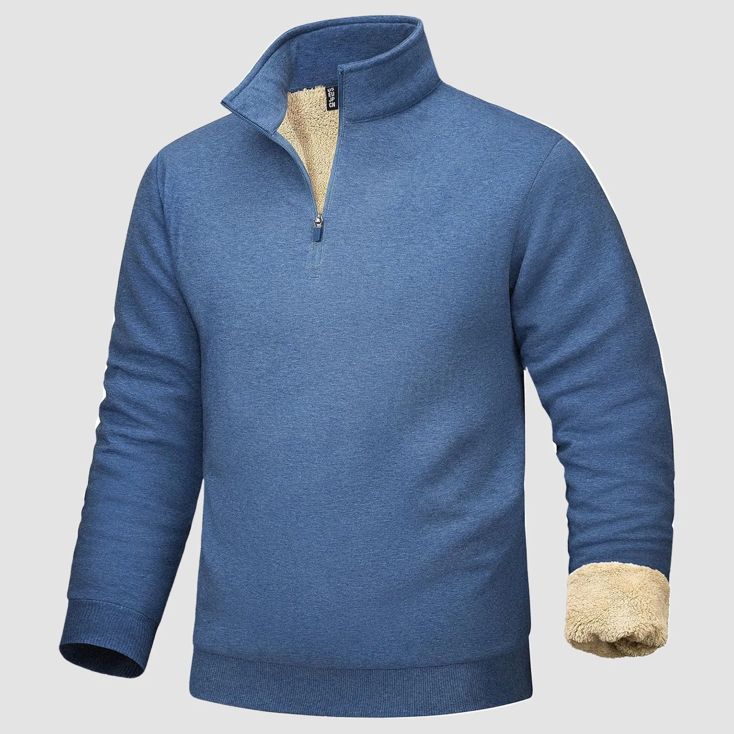 Men's Sherpa Lined Quarter Zip Fleece Pullover | Heavyweight Winter Sweatshirt