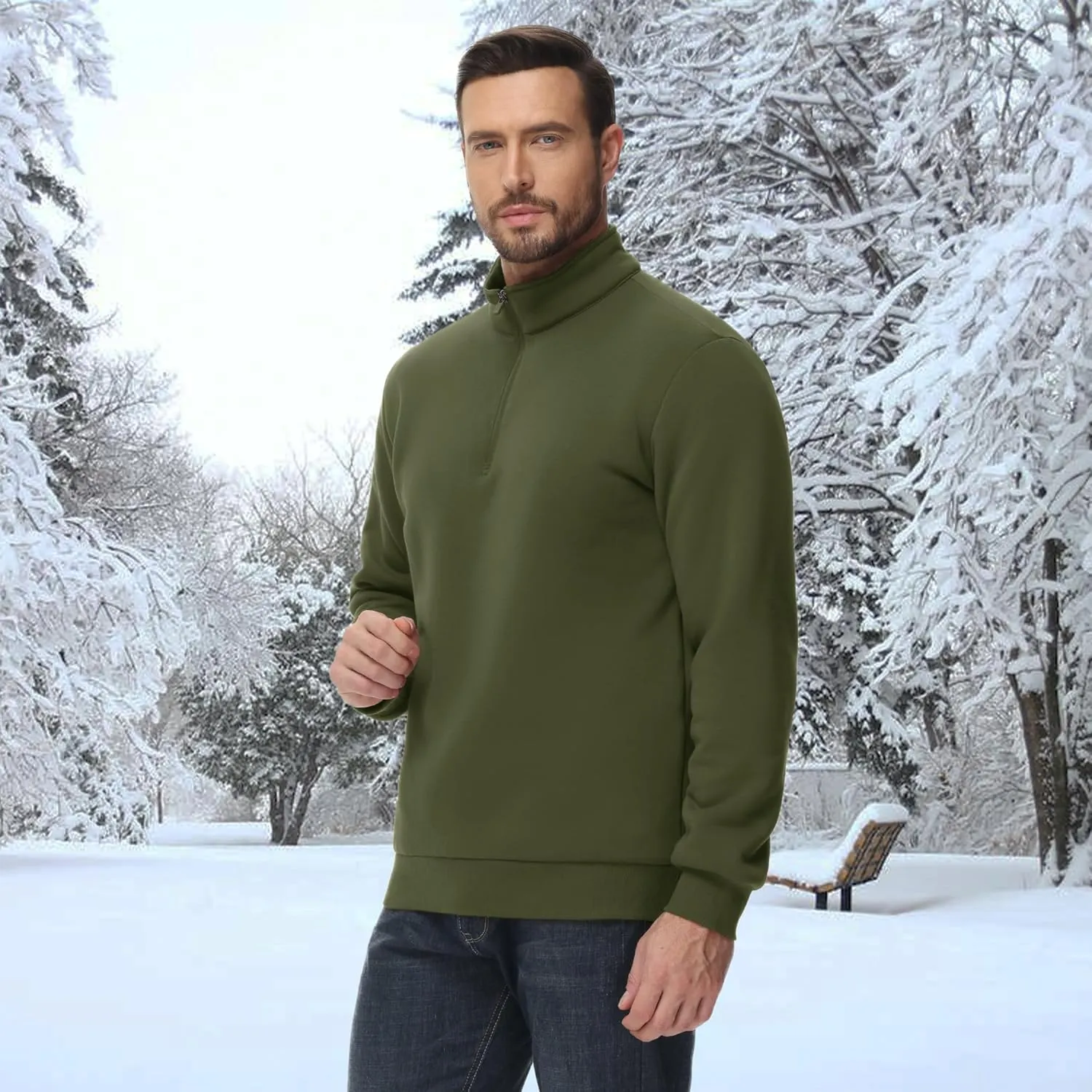 Men's Sherpa Lined Quarter Zip Fleece Pullover | Heavyweight Winter Sweatshirt
