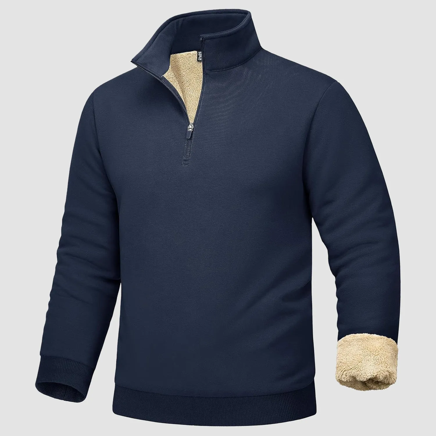 Men's Sherpa Lined Quarter Zip Fleece Pullover | Heavyweight Winter Sweatshirt