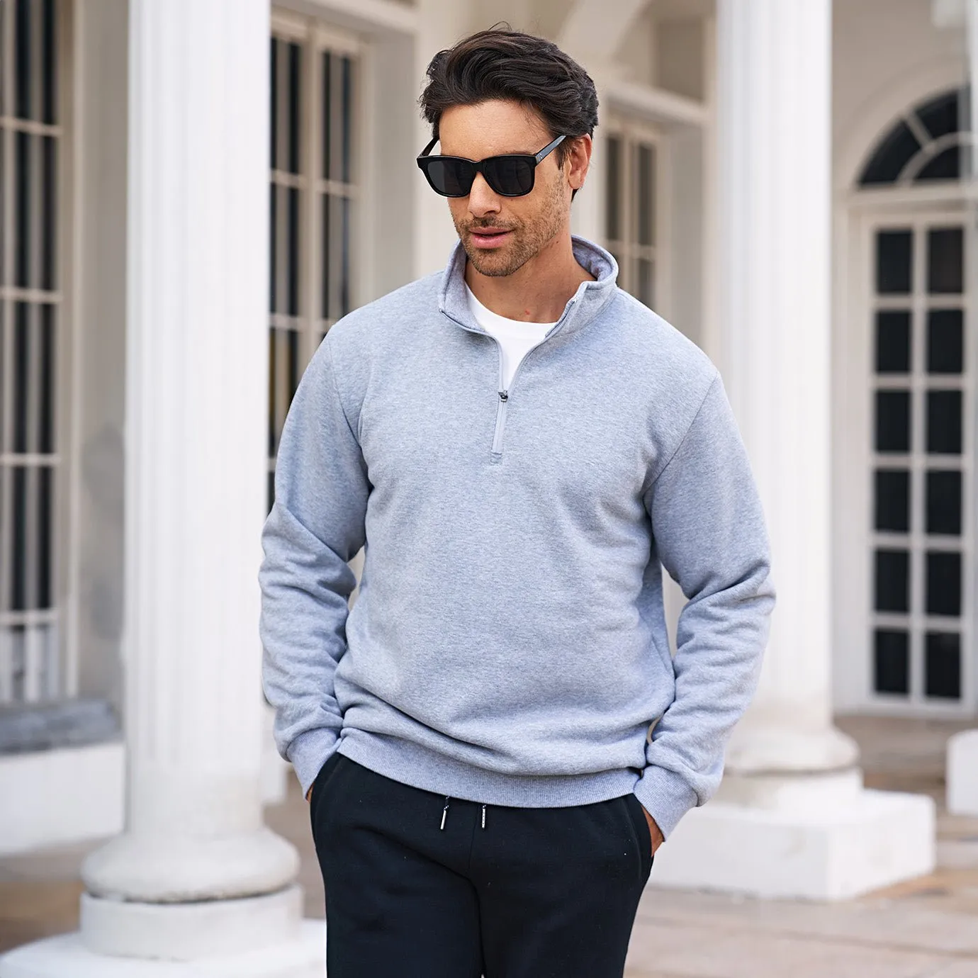 Men's Sherpa Lined Quarter Zip Fleece Pullover | Heavyweight Winter Sweatshirt