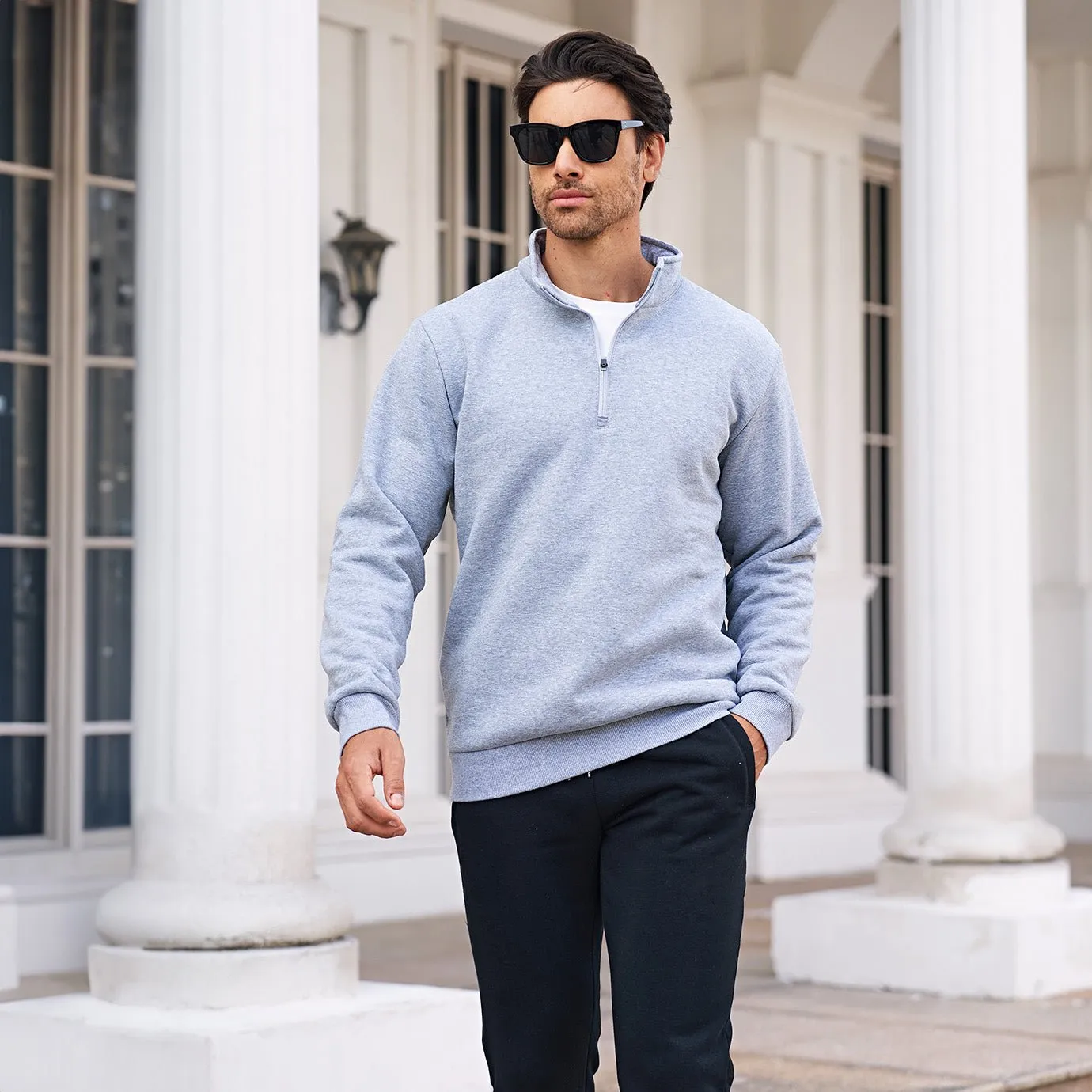 Men's Sherpa Lined Quarter Zip Fleece Pullover | Heavyweight Winter Sweatshirt