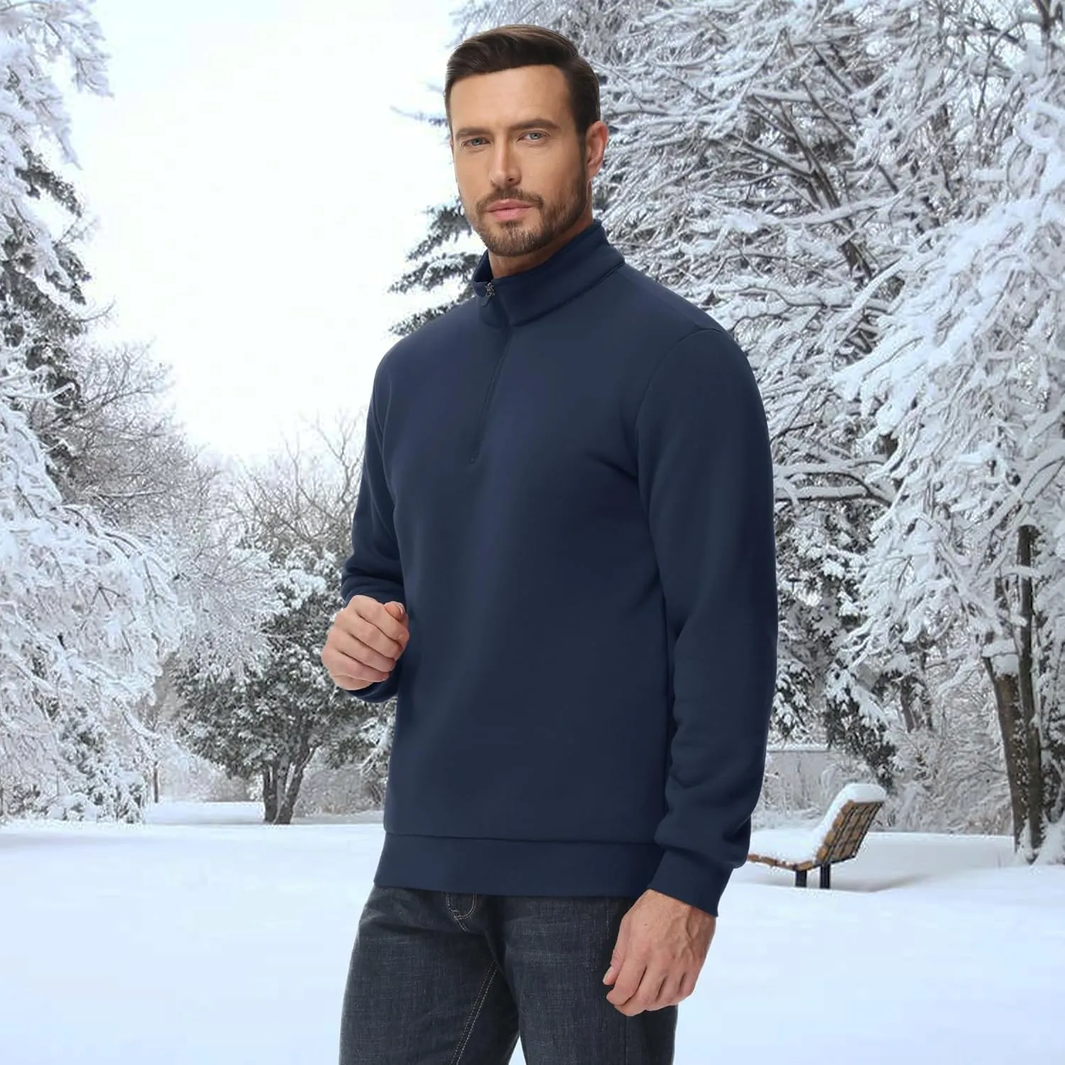 Men's Sherpa Lined Quarter Zip Fleece Pullover | Heavyweight Winter Sweatshirt