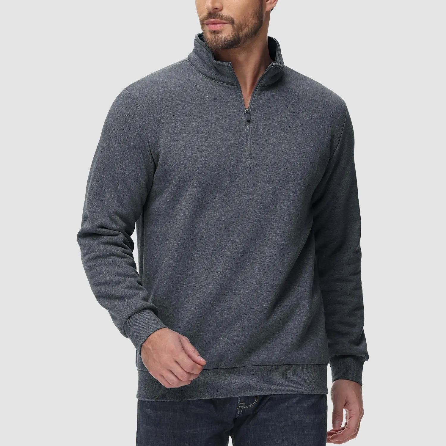 Men's Sherpa Lined Quarter Zip Fleece Pullover | Heavyweight Winter Sweatshirt