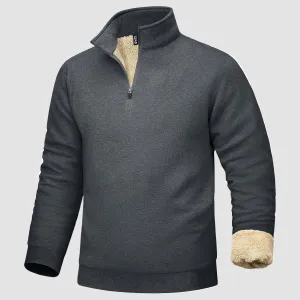 Men's Sherpa Lined Quarter Zip Fleece Pullover | Heavyweight Winter Sweatshirt