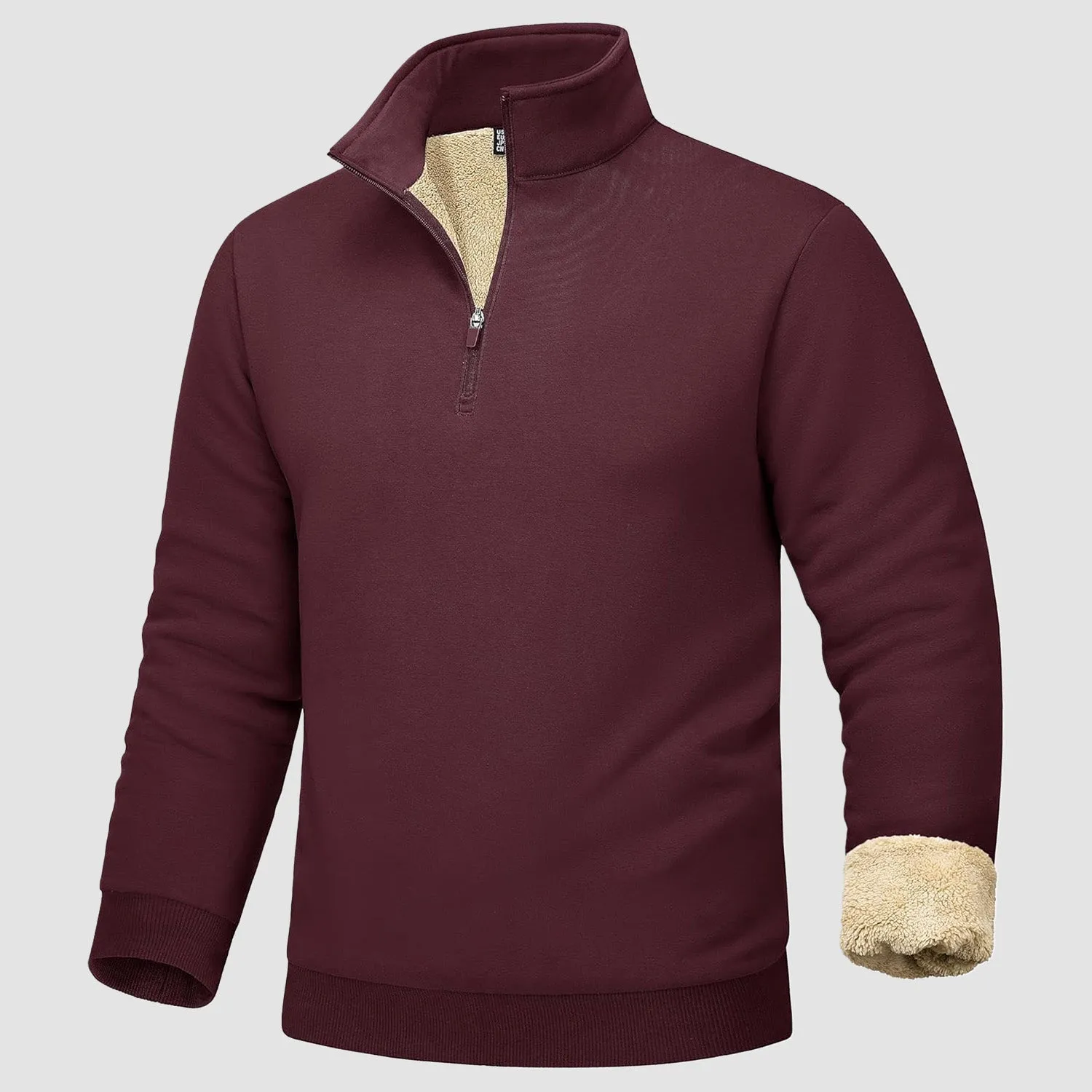 Men's Sherpa Lined Quarter Zip Fleece Pullover | Heavyweight Winter Sweatshirt