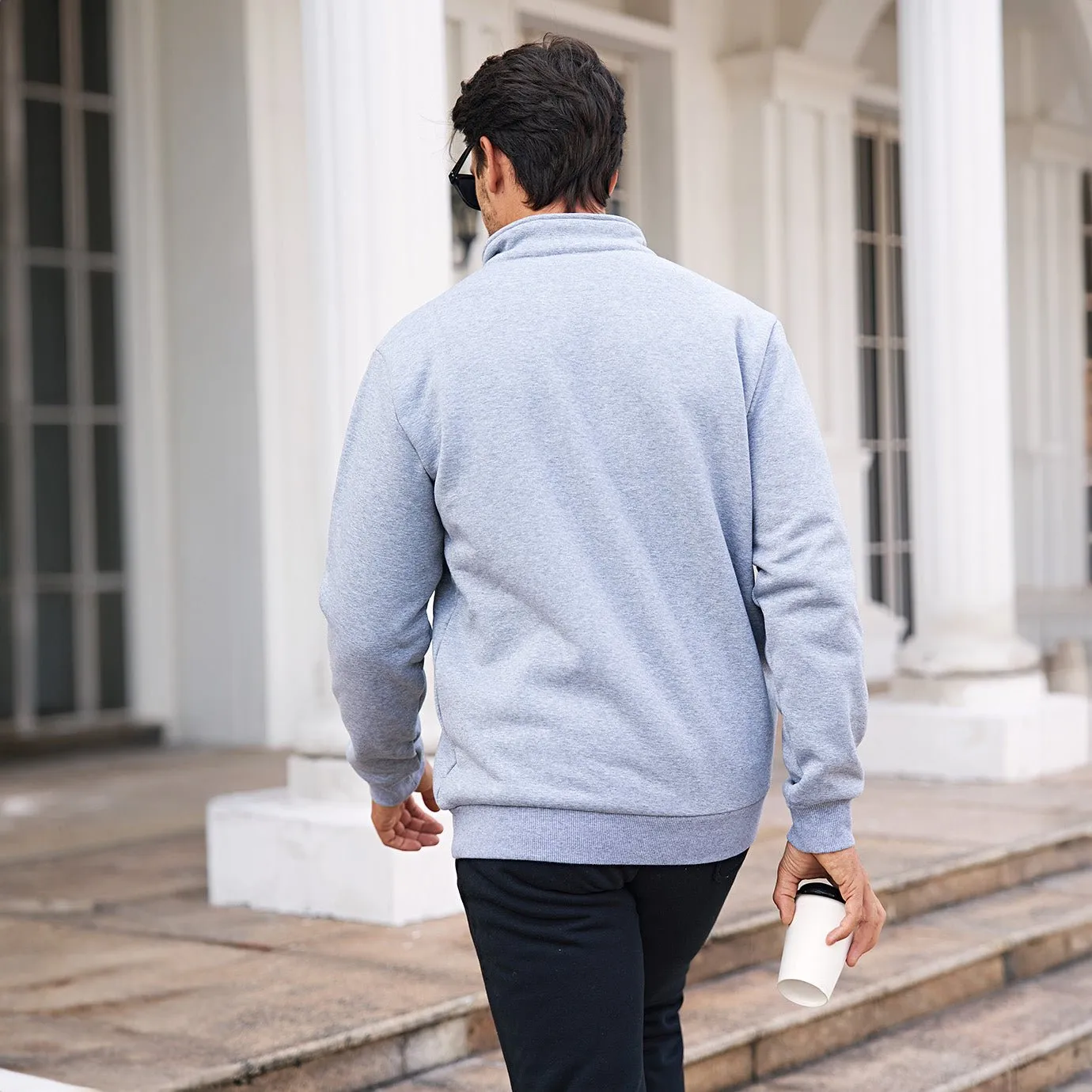 Men's Sherpa Lined Quarter Zip Fleece Pullover | Heavyweight Winter Sweatshirt