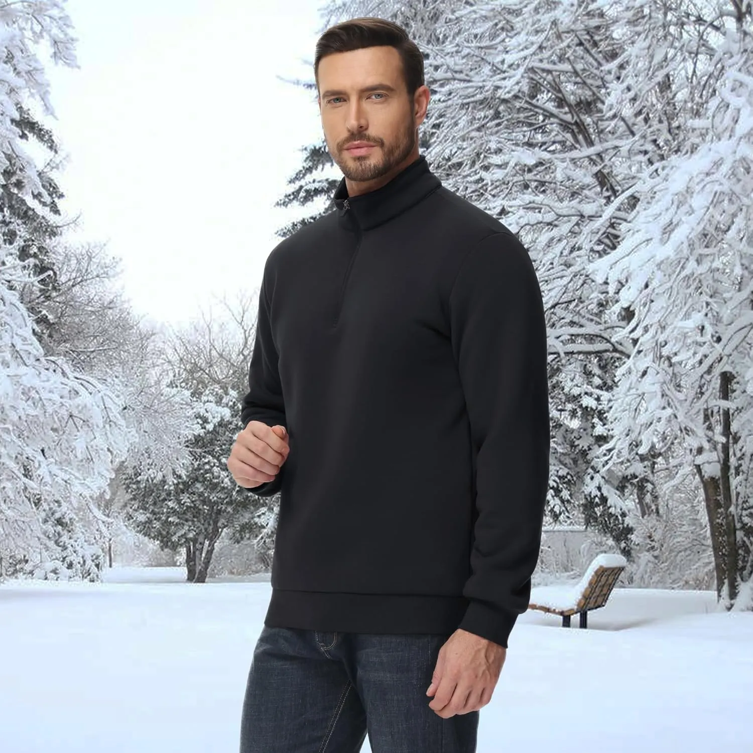 Men's Sherpa Lined Quarter Zip Fleece Pullover | Heavyweight Winter Sweatshirt