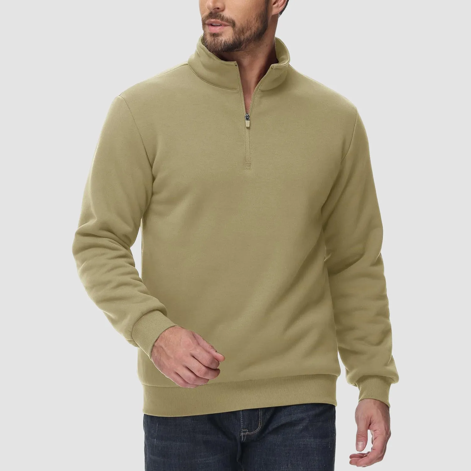 Men's Sherpa Lined Quarter Zip Fleece Pullover | Heavyweight Winter Sweatshirt