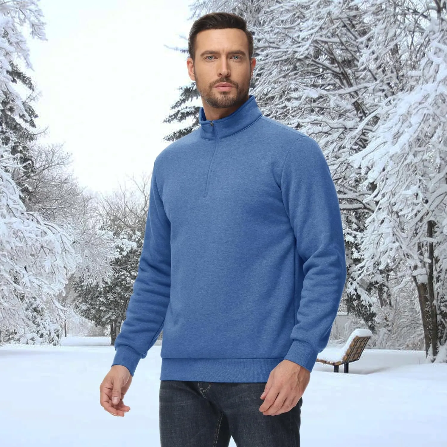 Men's Sherpa Lined Quarter Zip Fleece Pullover | Heavyweight Winter Sweatshirt