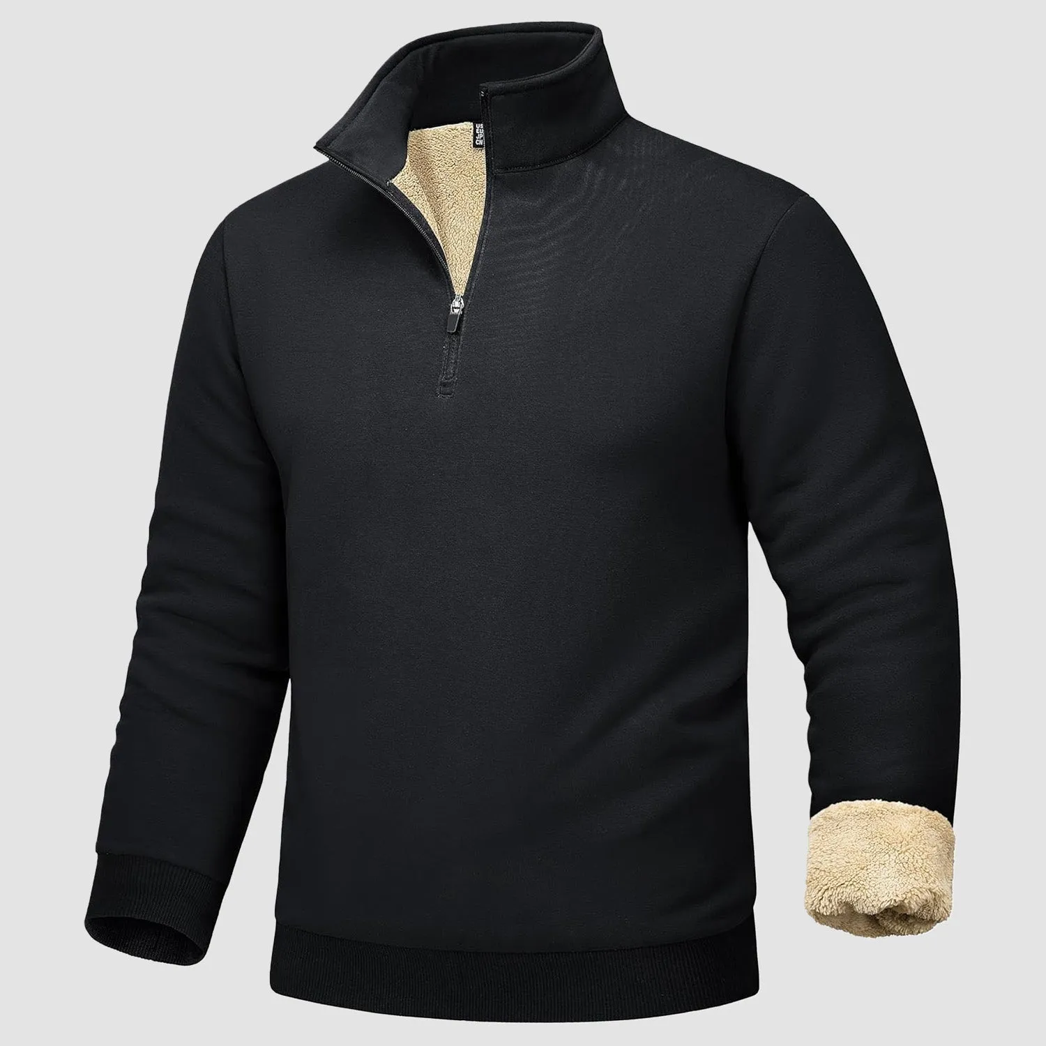 Men's Sherpa Lined Quarter Zip Fleece Pullover | Heavyweight Winter Sweatshirt