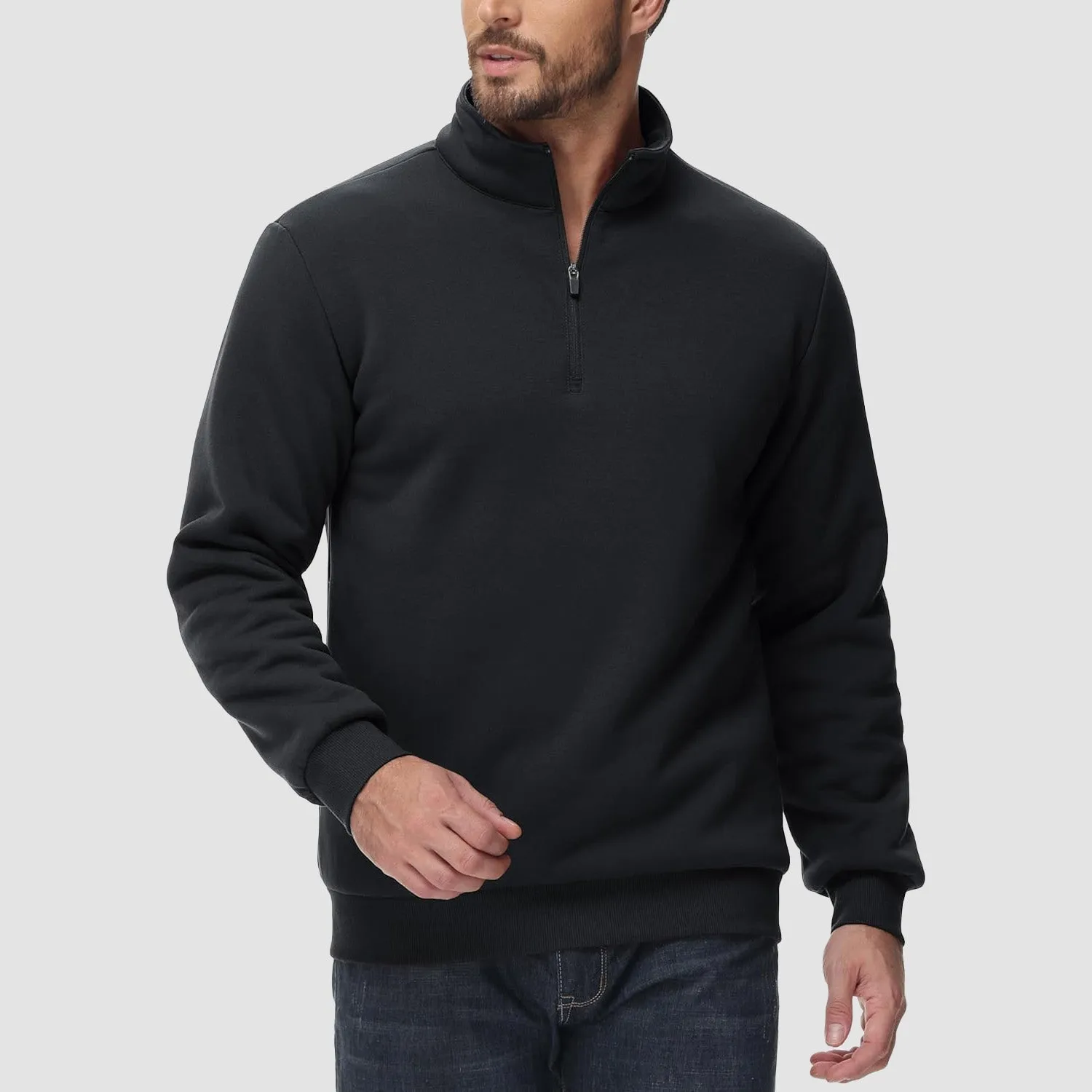 Men's Sherpa Lined Quarter Zip Fleece Pullover | Heavyweight Winter Sweatshirt