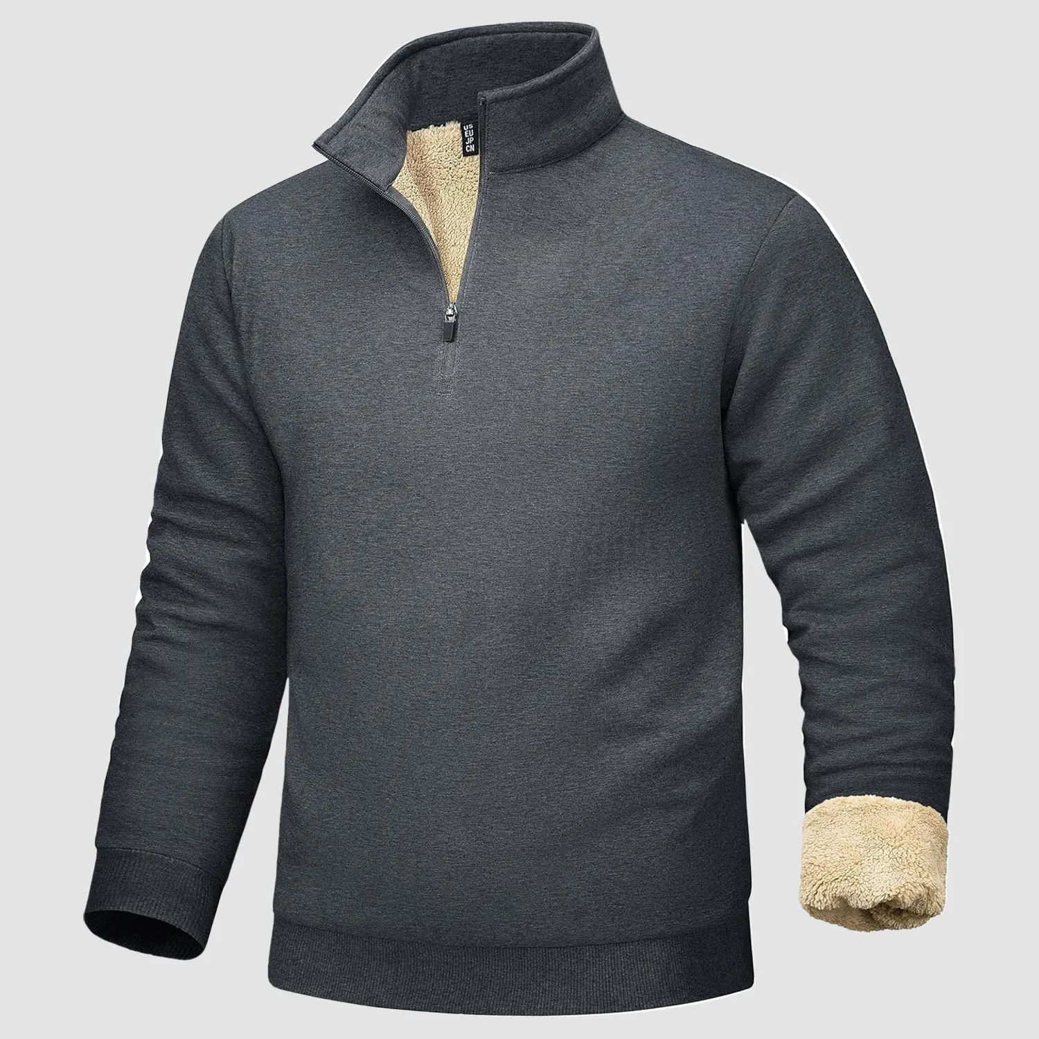 Men's Sherpa Lined Quarter Zip Fleece Pullover | Heavyweight Winter Sweatshirt
