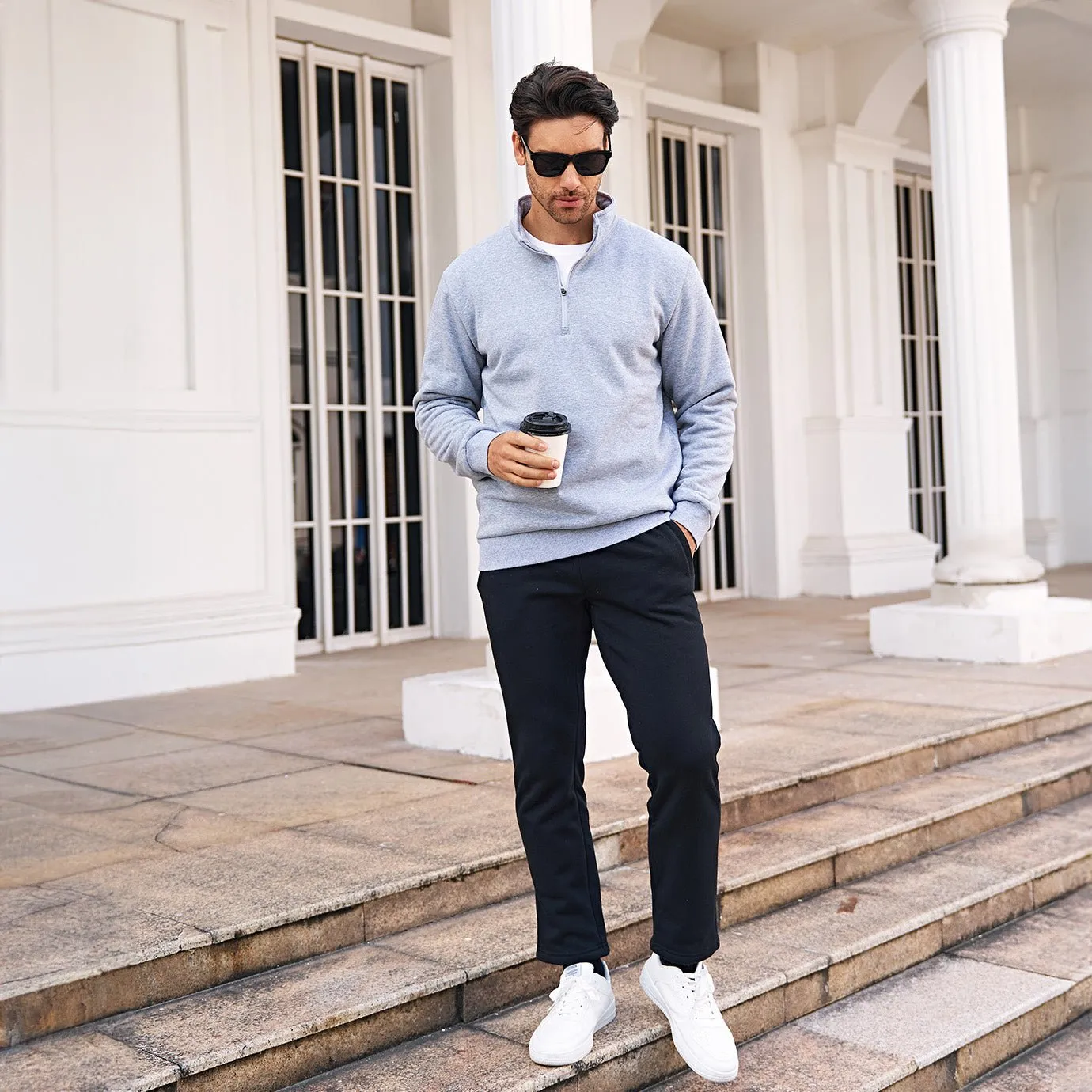 Men's Sherpa Lined Quarter Zip Fleece Pullover | Heavyweight Winter Sweatshirt