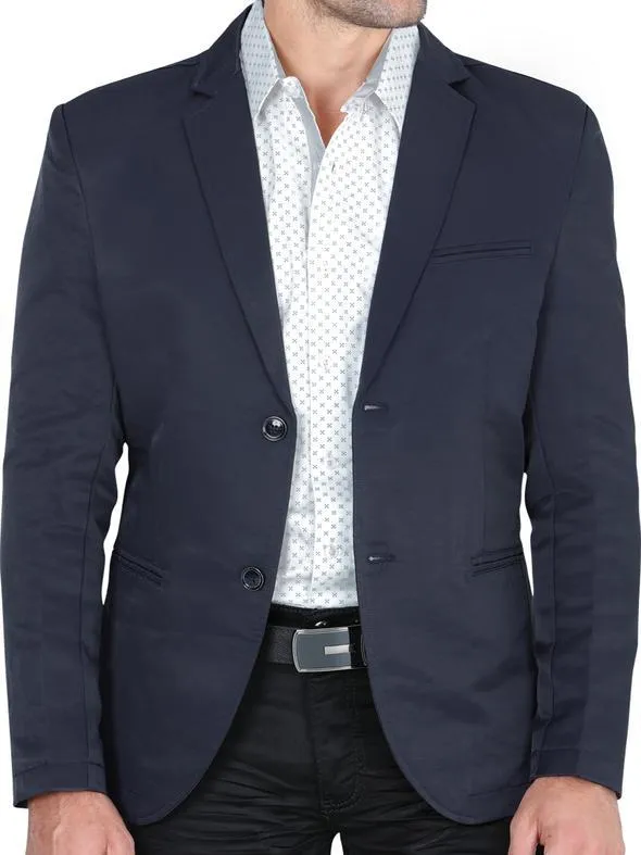 Modern Regular Fit Cut Fabric Whit Design Blazer - Navy
