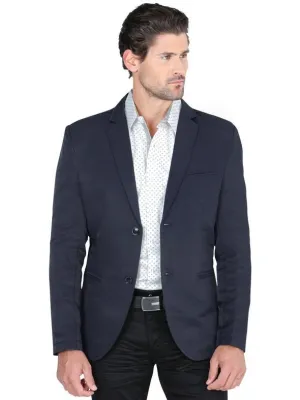 Modern Regular Fit Cut Fabric Whit Design Blazer - Navy