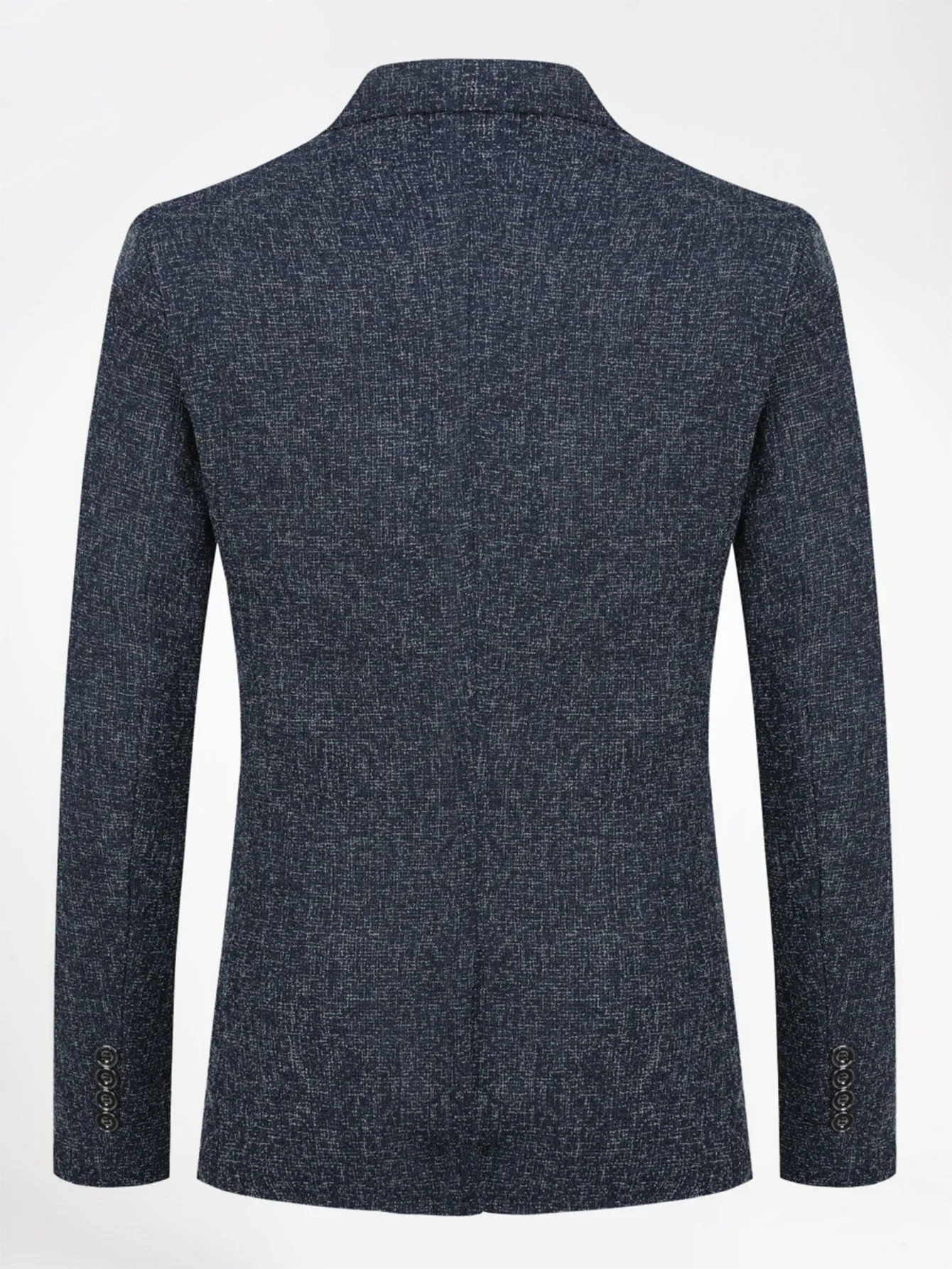Navy Blue Notched Collar Single Button Blazer