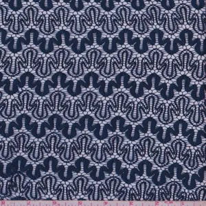 Navy Squiggle Lace Fabric
