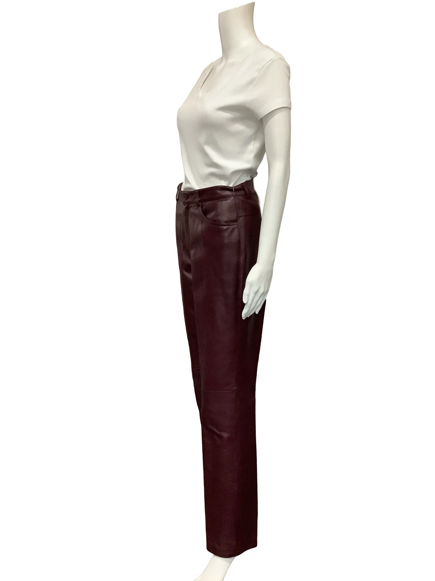 Real Clothes Pant Maroon Leather High Rise Size: 4