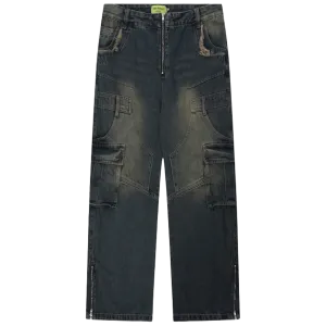 Retrograde Vintage Side Zip Denim Cargo Jeans